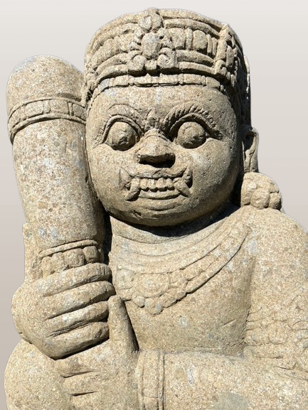 Stone Dvarapala Guardian Sculpture Pair 32"