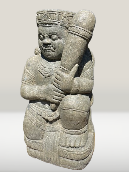 Stone Dvarapala Guardian Sculpture Pair 32"