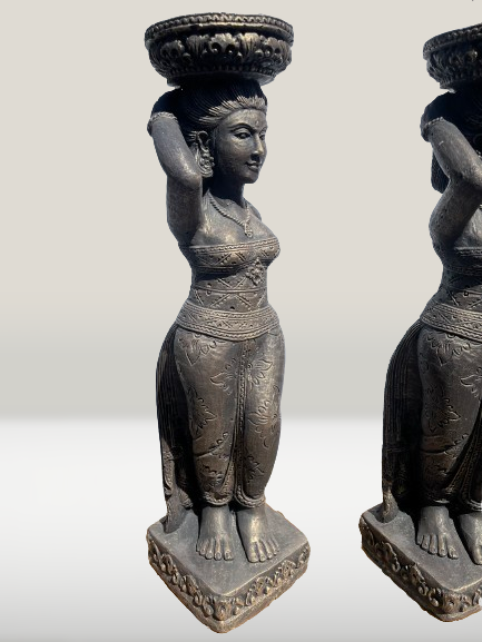 Balinese Temple Goddess Statue Pair 37"