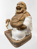 Stone Laughing Happy Buddha Garden Statue 21"