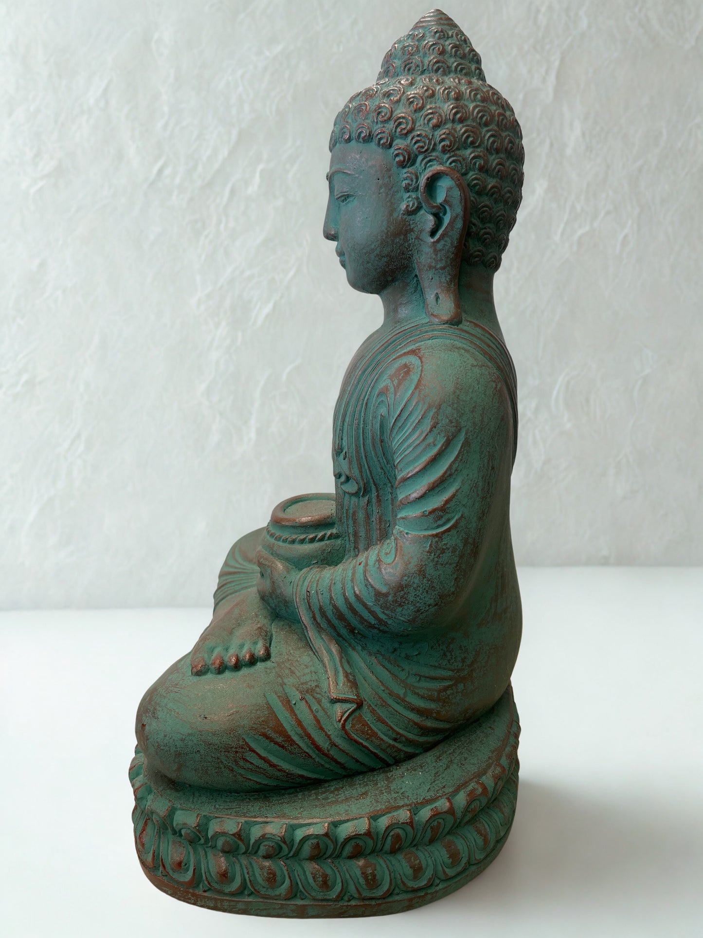 Meditating Buddha Statue with Offering Bowl 13" - Routes Gallery
