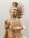 Hand Carved Wood Quan Yin Statue 20"