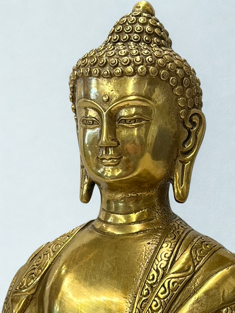 Brass Meditation Buddha Statue 8"