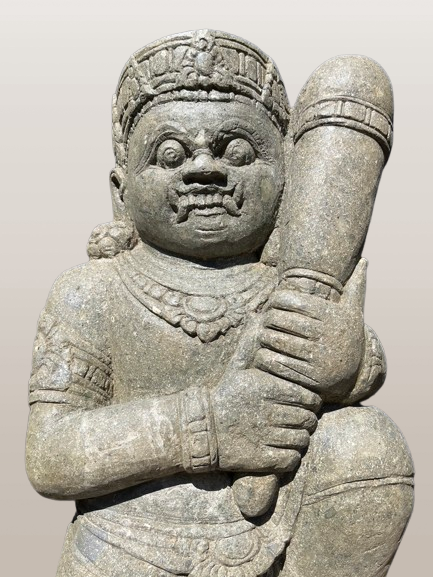 Stone Dvarapala Guardian Sculpture Pair 32"