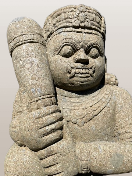 Stone Dvarapala Guardian Sculpture Pair 32"