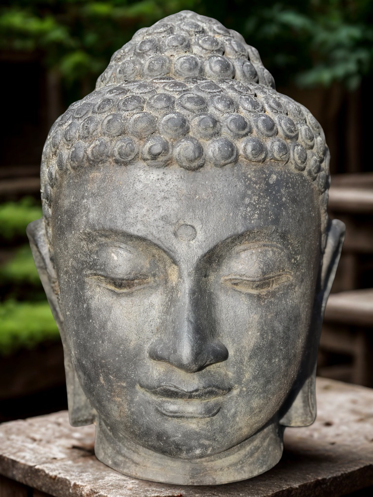 Buddha Head Garden Statue 21"
