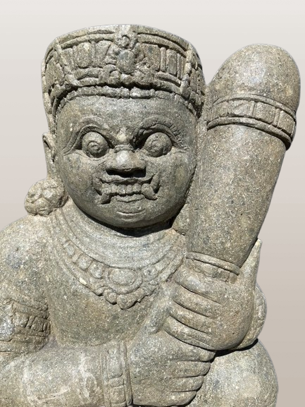Stone Dvarapala Guardian Sculpture Pair 32"