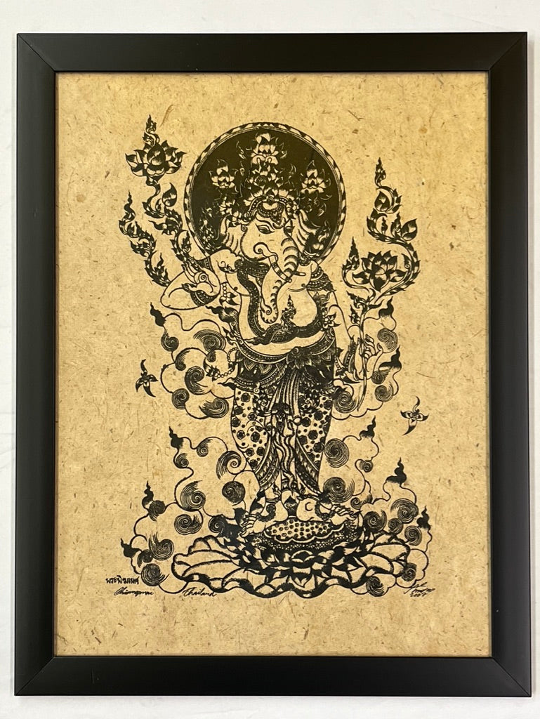 Framed Standing Ganesh Art Print 21"