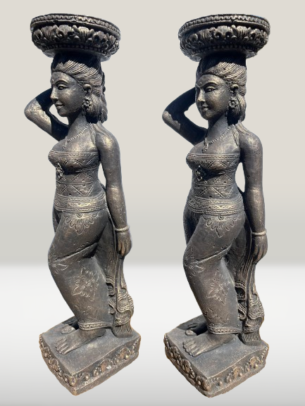 Balinese Temple Goddess Statue Pair 37"