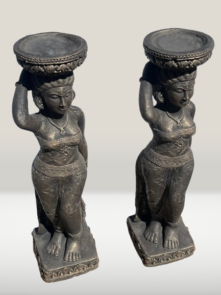 Balinese Temple Goddess Statue Pair 37"