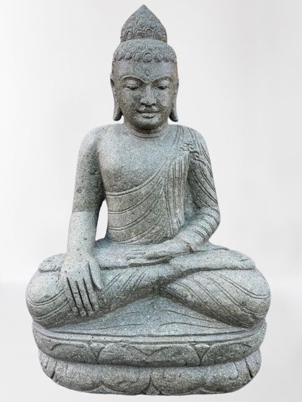 Stone Earth Touching Buddha Sculpture 40"