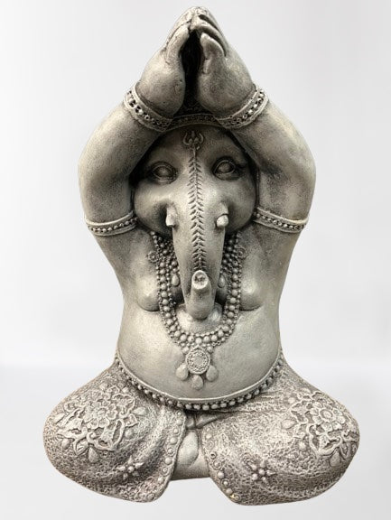 Stone Praying Ganesh Statue 15"
