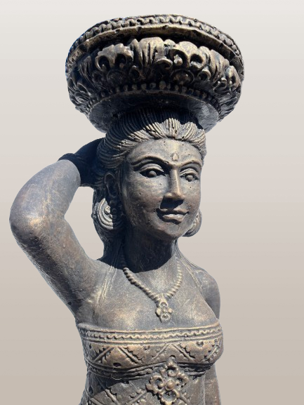 Balinese Temple Goddess Statue Pair 37"