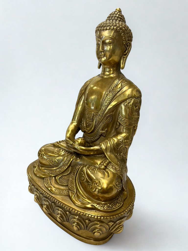 Brass Meditation Buddha Statue 8"