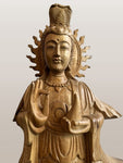 Wood Bodhisattva Quan Yin Sculpture 19.5"