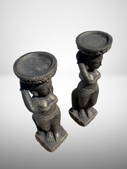 Balinese Temple Goddess Statue Pair 37"