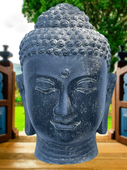 Buddha Head Garden Sculpture 31"