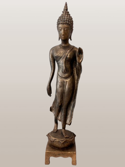 Brass Walking Sukhothai Buddha Statue 24"