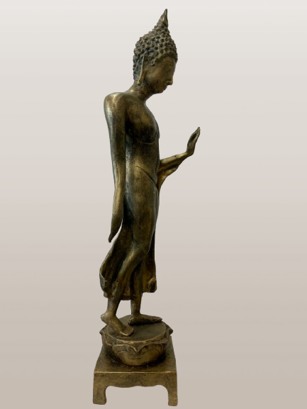 Brass Walking Sukhothai Buddha Statue 24"