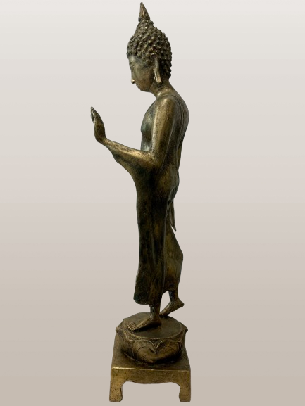 Brass Walking Sukhothai Buddha Statue 24"
