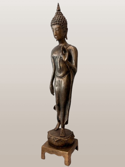 Brass Walking Sukhothai Buddha Statue 24"