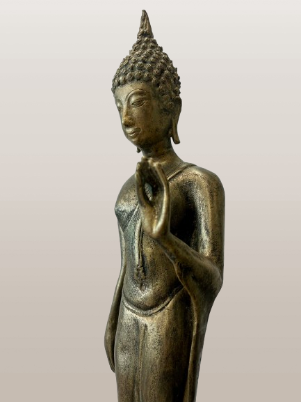 Brass Walking Sukhothai Buddha Statue 24"