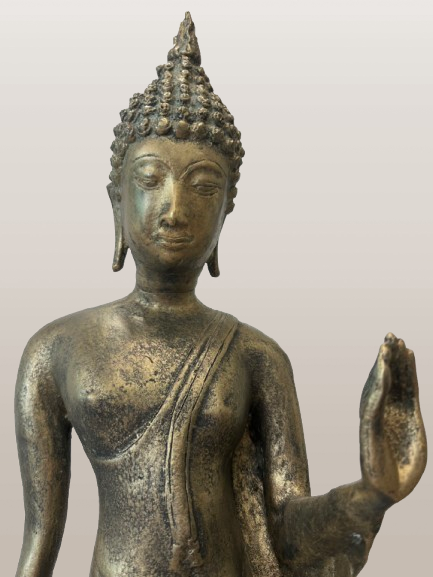 Brass Walking Sukhothai Buddha Statue 24"