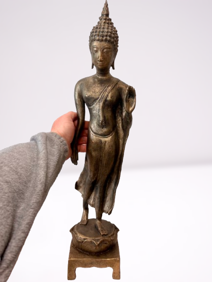 Brass Walking Sukhothai Buddha Statue 24"