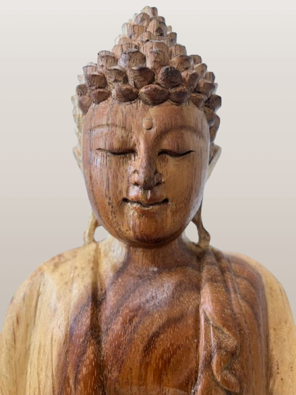 Wood Meditation Buddha Hand Carved 12"