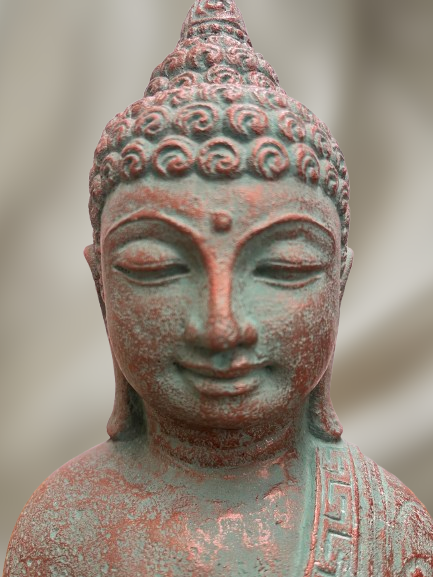 Serene Buddha Head Statue 7"