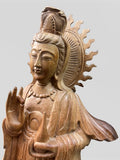 Hand Carved Wood Quan Yin Statue 20"