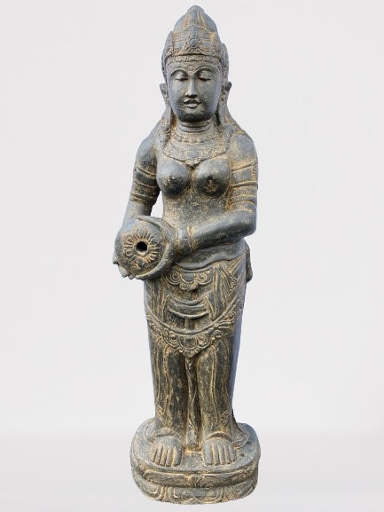 Stone Devi Ganga Water Goddess Sculpture 48"