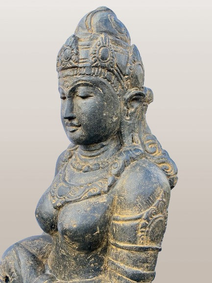 Stone Devi Ganga Water Goddess Sculpture 48"