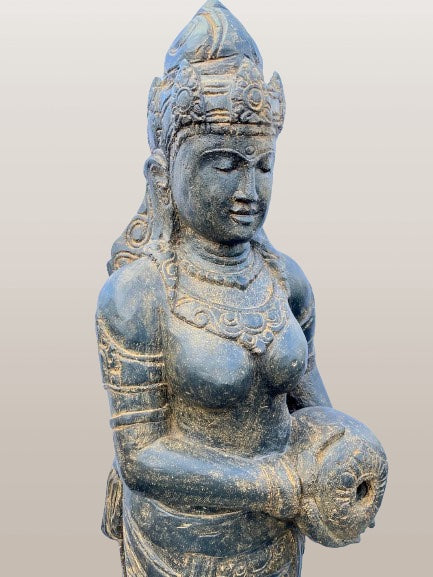 Stone Devi Ganga Water Goddess Sculpture 48"
