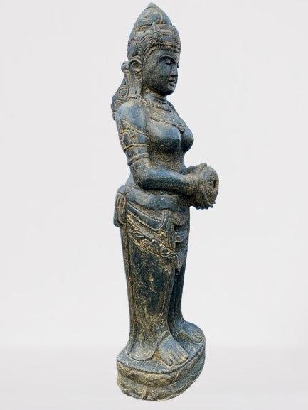 Stone Devi Ganga Water Goddess Sculpture 48"