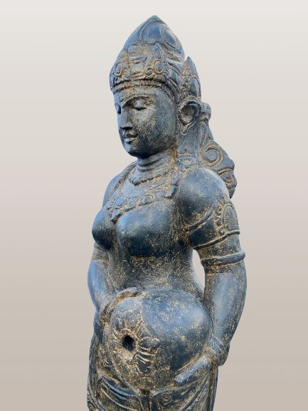 Stone Devi Ganga Water Goddess Sculpture 48"