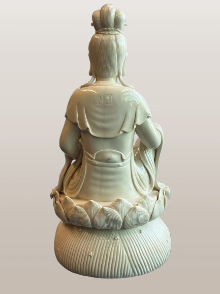 Porcelain Quan Yin Statue Holding Baby 16"