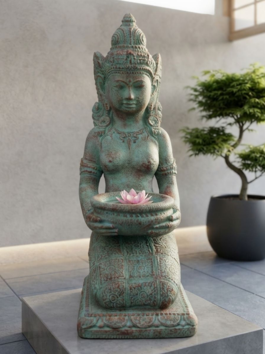 Kneeling Devi Goddess with Offering Bowl 16"