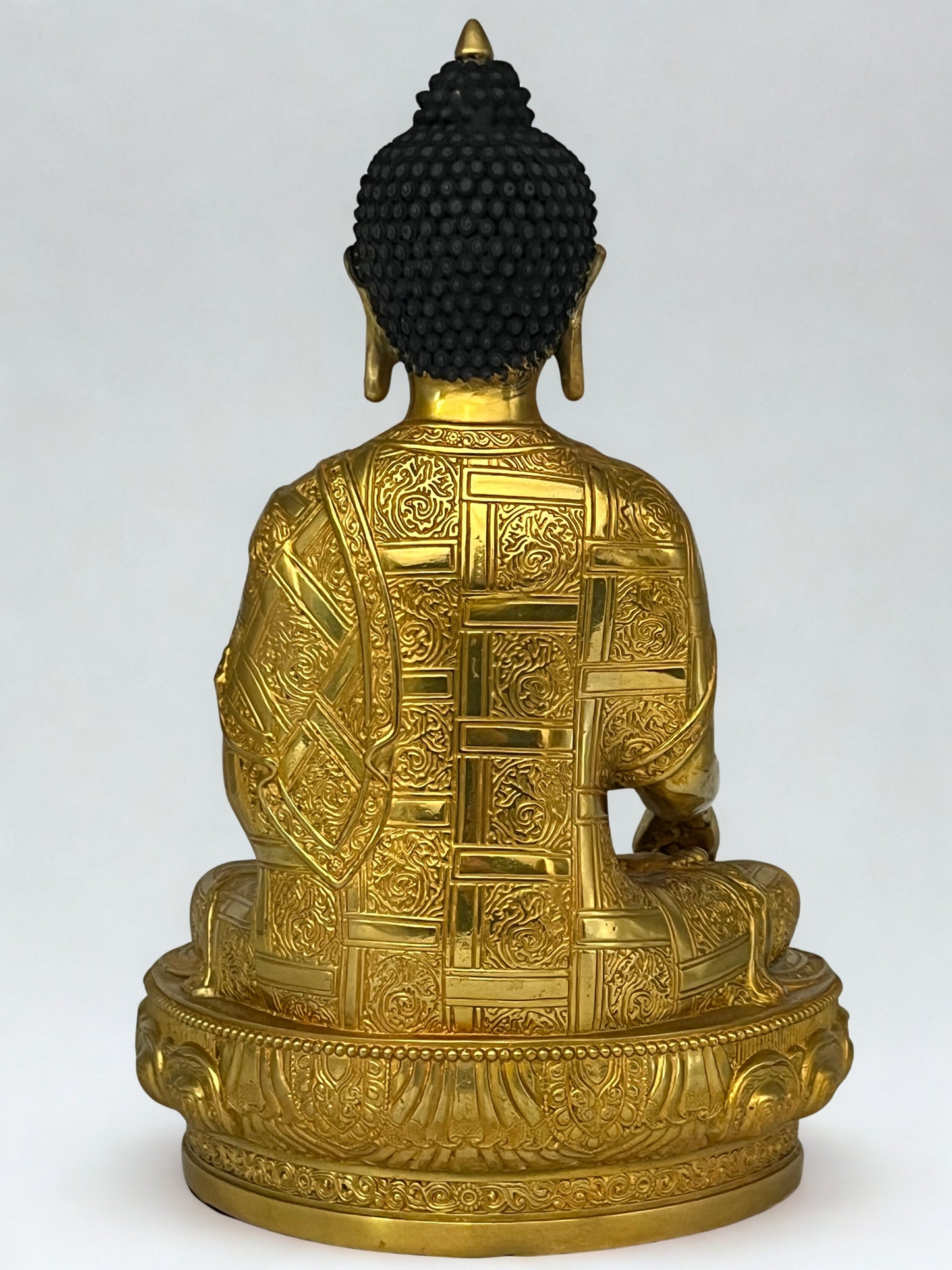 Brass Earth Touching Buddha Statue 12" - Routes Gallery