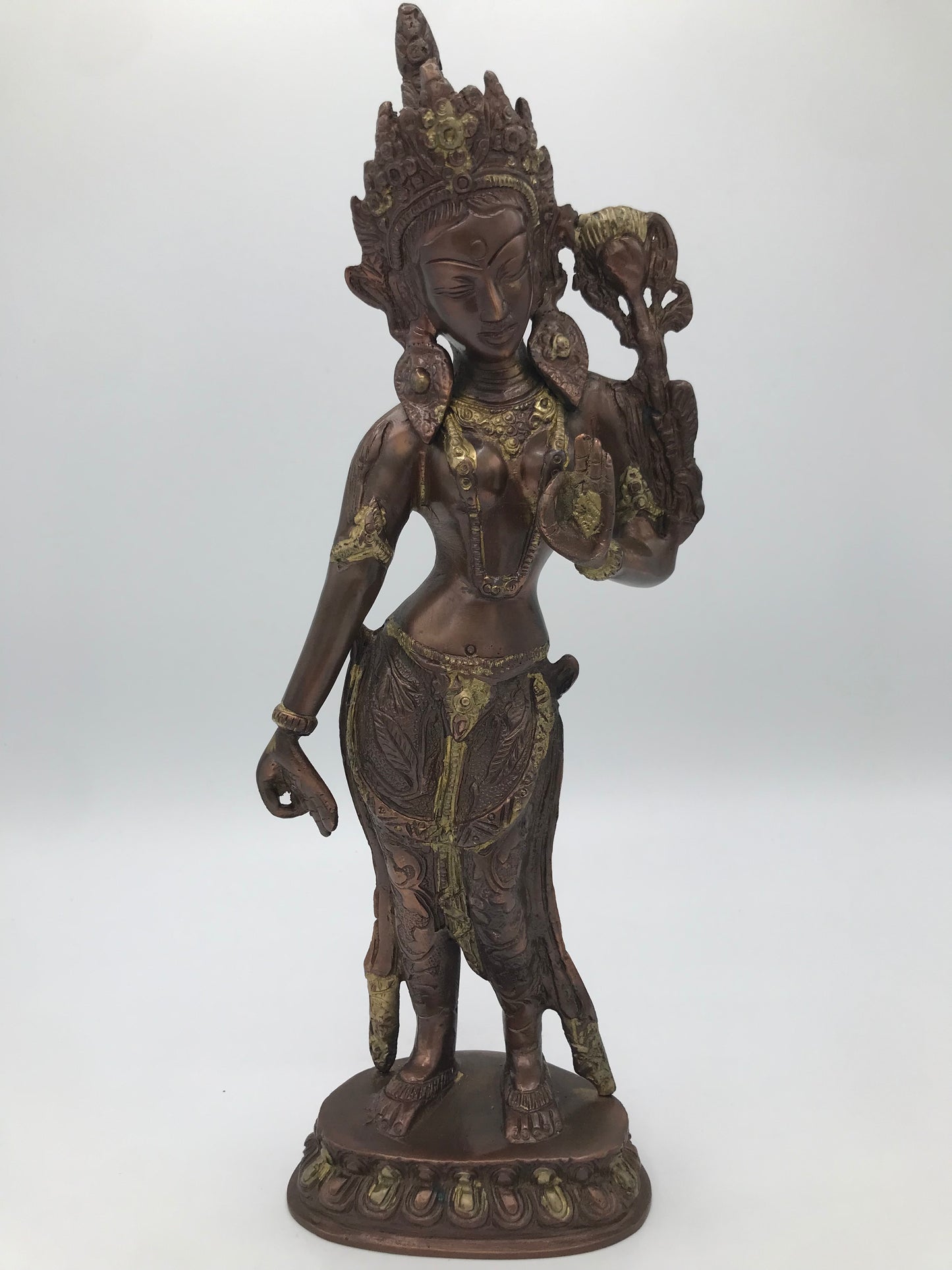 Brass Standing Goddess Tara Statue 12"
