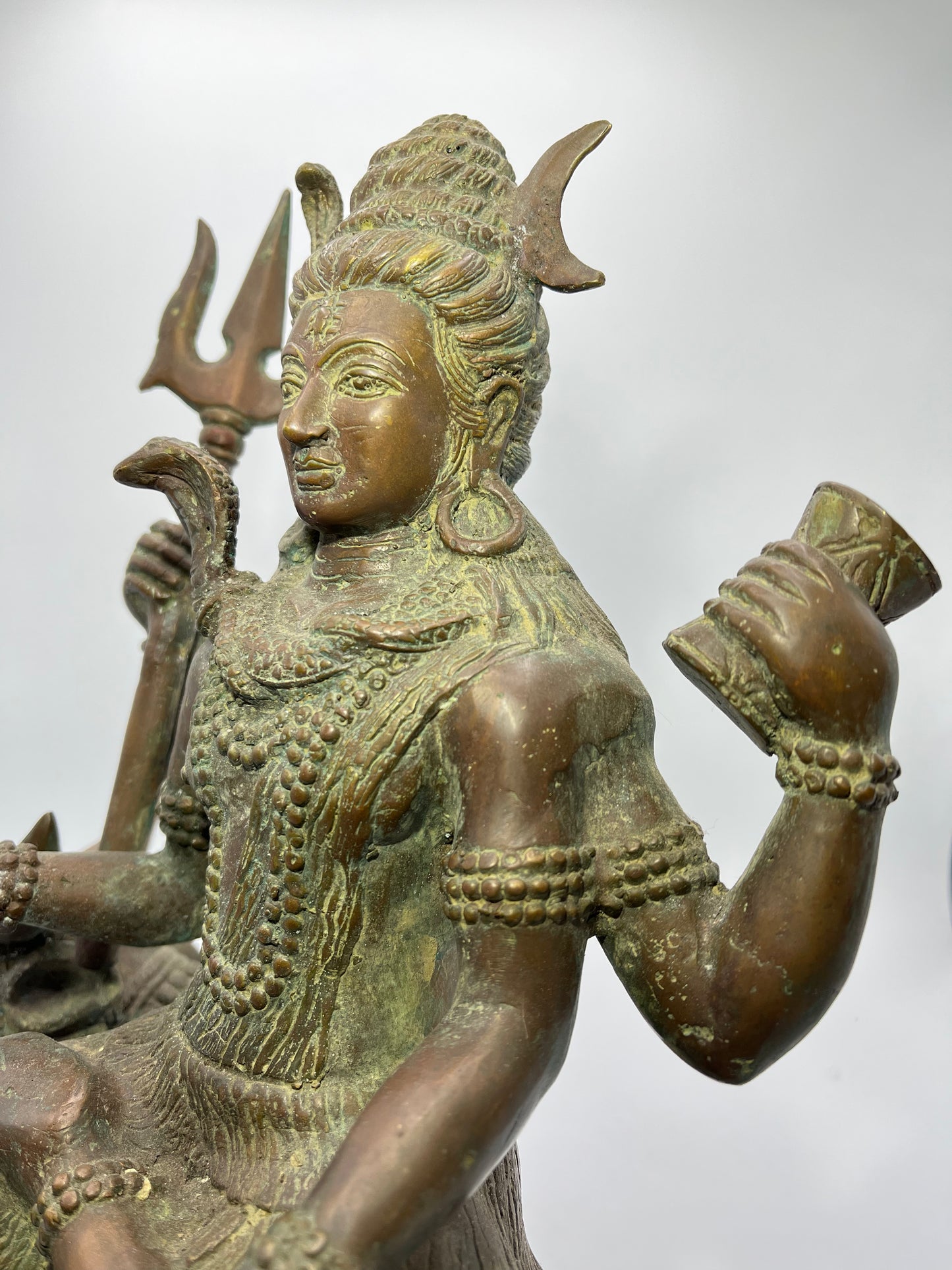 Brass Abhaya Shiva Seated on Nandi Statue 17"