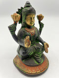 Brass Lakshmi Hindu Wealth Goddess Statue 4.5"
