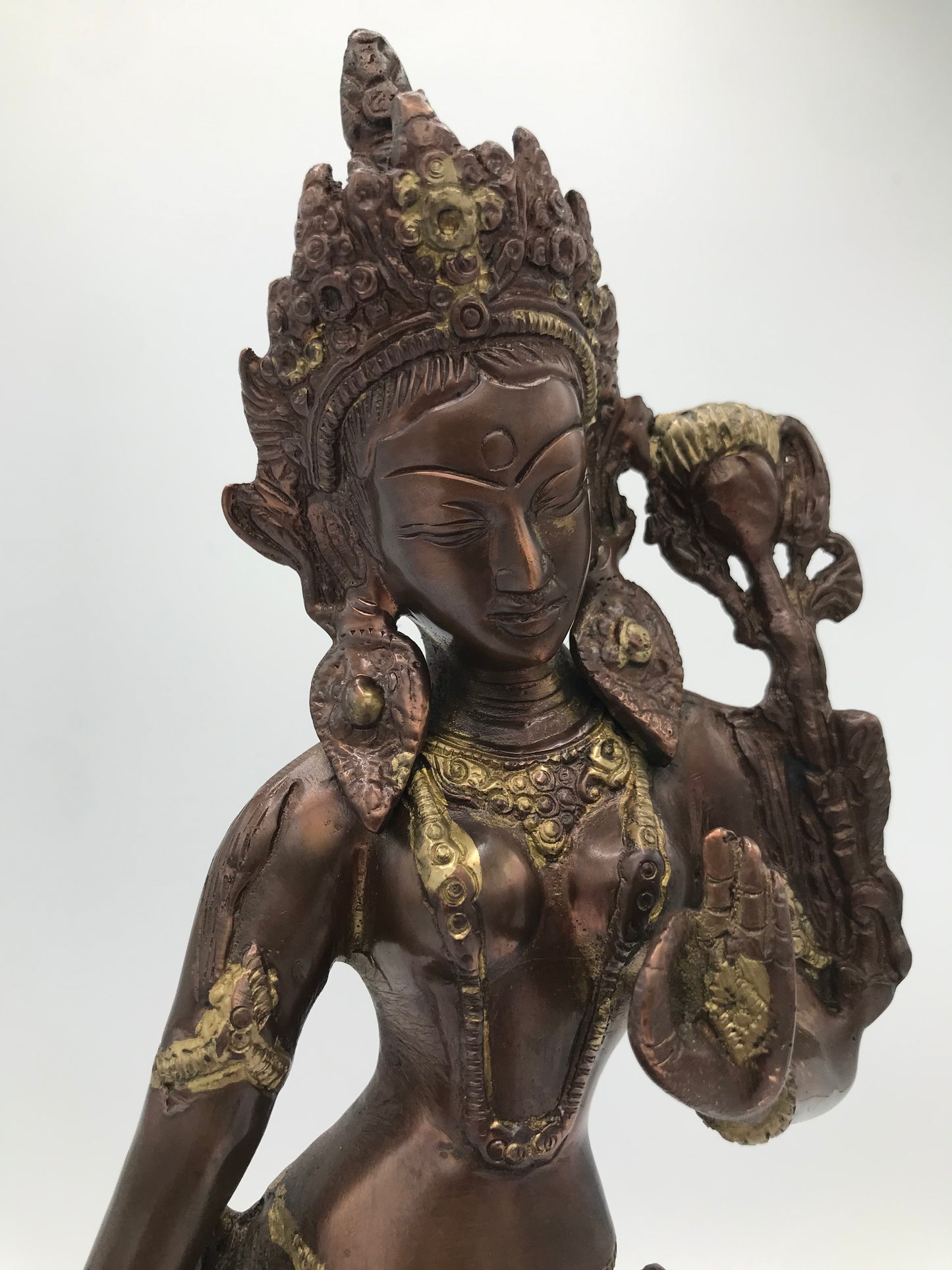 Brass Standing Goddess Tara Statue 12"