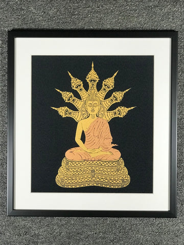 Framed Sukhothai Naga Buddha Art Print - Routes Gallery