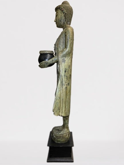 Wood Standing Buddha with Offering Bowl 69"