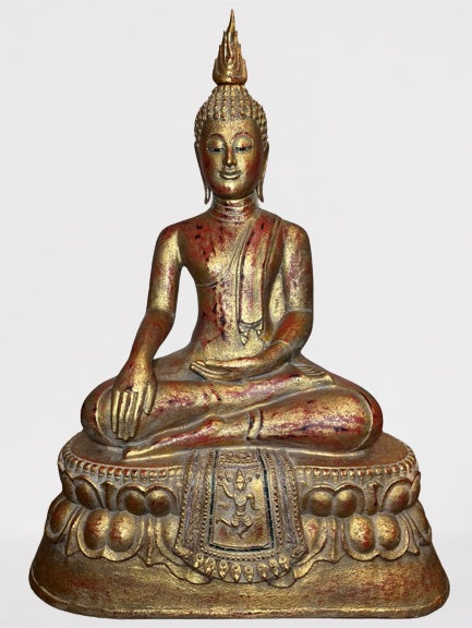 Wood Thai Earth Witness Buddha Statue 40"