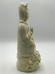 Porcelain Seated Quan Yin Holding Vase 10"