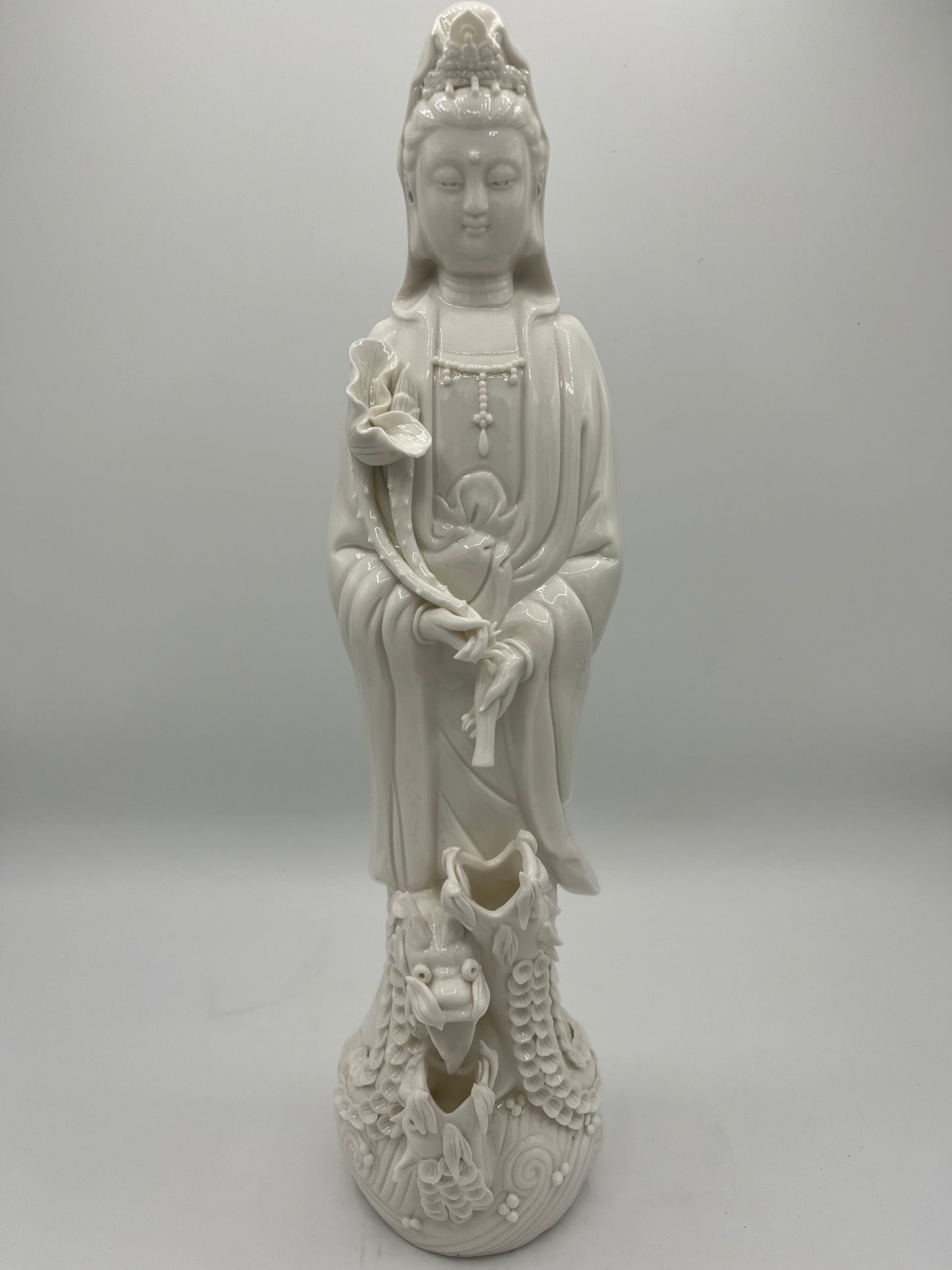 Porcelain Standing Quan Yin Statue 16"