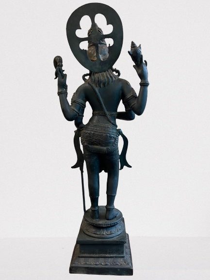 Standing Brass Shiva Statue Holding Trident 23"