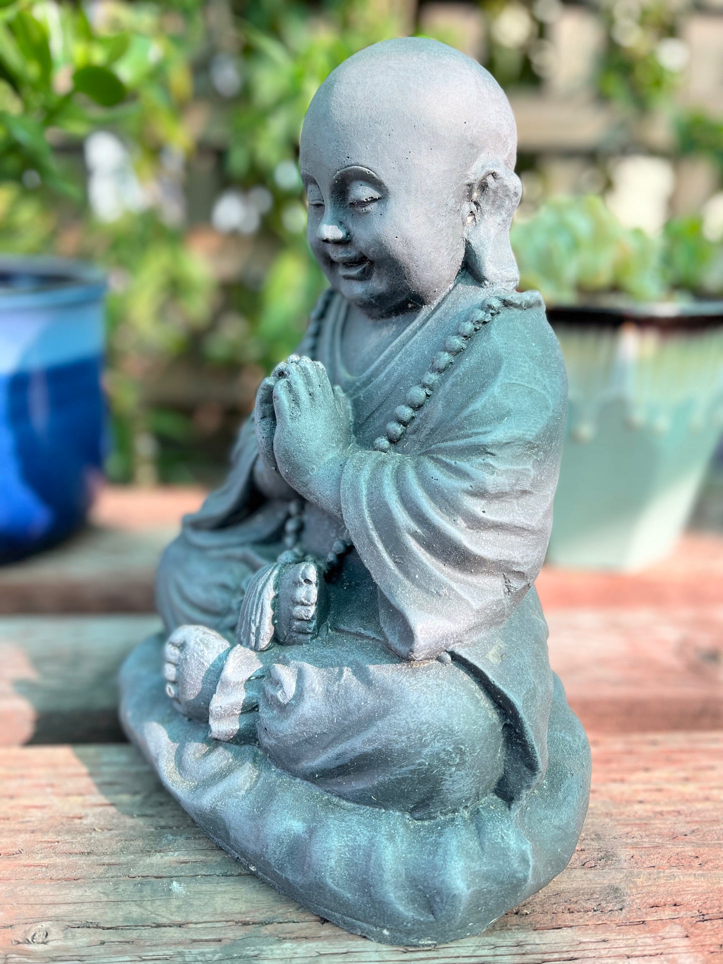 Stone Namaste Monk Statue 10"